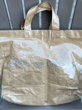 Comme des Garcons Beige Clear PVC Tote with Logo